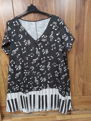 Musical Notes Piano Swing Dress - Chic Print Plus Size 4X Muumuu Lightweight