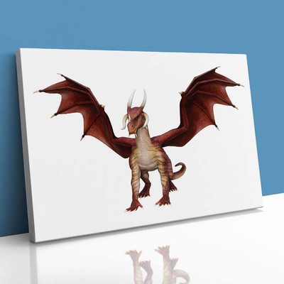 Märchenhafter Drache mit mystischen Flügeln gerahmter Leinwanddruck Bild Wandbild