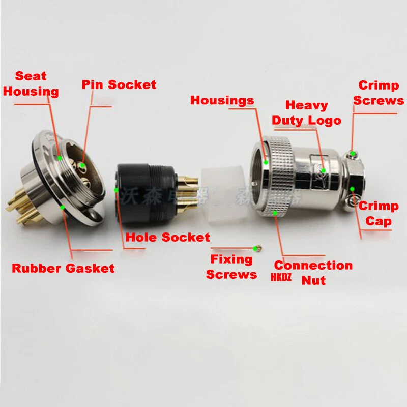 35M Aviation Female Plugs 2 3 4 5 6 7 8 Pin Flange Sockets Metal Cable Connector - Image 4 of 4