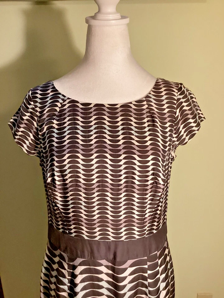 Boden Kensington геометрический шелк смесь с подкладкой крышка рукав Shift платье размер 6R - Изображение 2 из 4