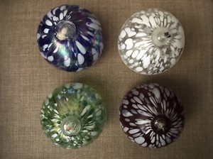 Pottery Barn Garden Oil Lamp Glass Ball Orbs Set/4 Confetti Design 3.5"