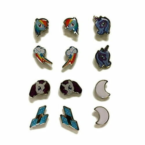 JUEGO DE PENDIENTES DE ACERO MY LITTLE PONY ST Arco iris y lindo luna y lindo rareza y lindo - Imagen 2 de 2