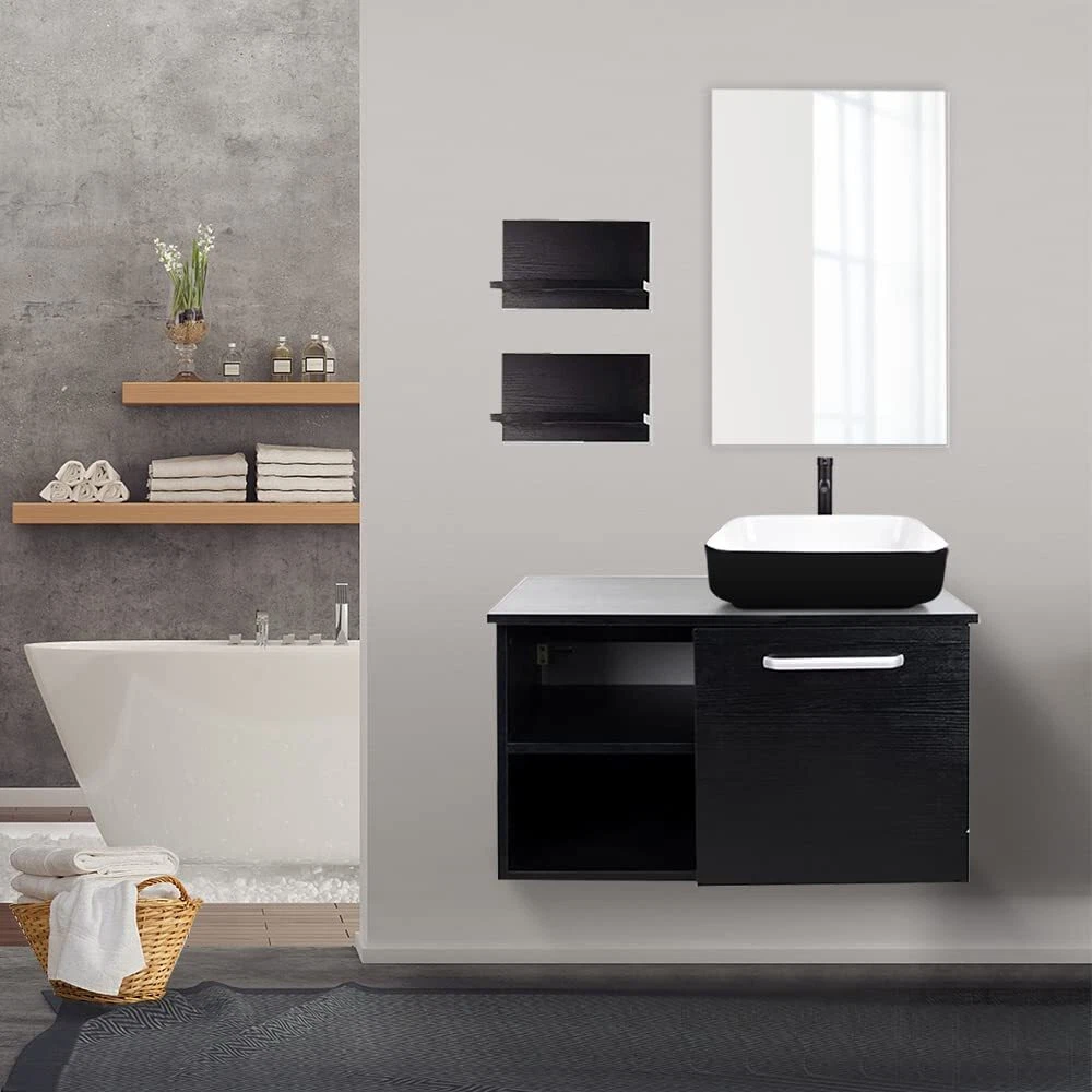 Vanity + Rectangular B&W Sink