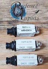 Lot of 3 Used Klixon Texas Instruments Aviation Circuit Breakers, p/n 7277-2-10