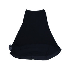 Vintage Cache Womens Black Silk Asymmetrical Semi Sheer Layered MIDI Skirt S
