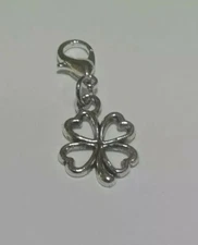 Silver Clip on Dangle Charm with Lobster Claw Clasp for Bracelet, Wallet, Purses