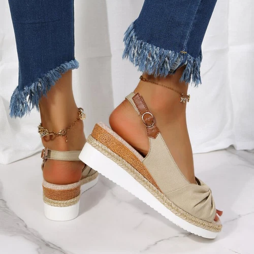 Womens Wedge Sandals Platform Espadrilles Sandal Summer Beach Anti Slip Shoes - Picture 21 of 56