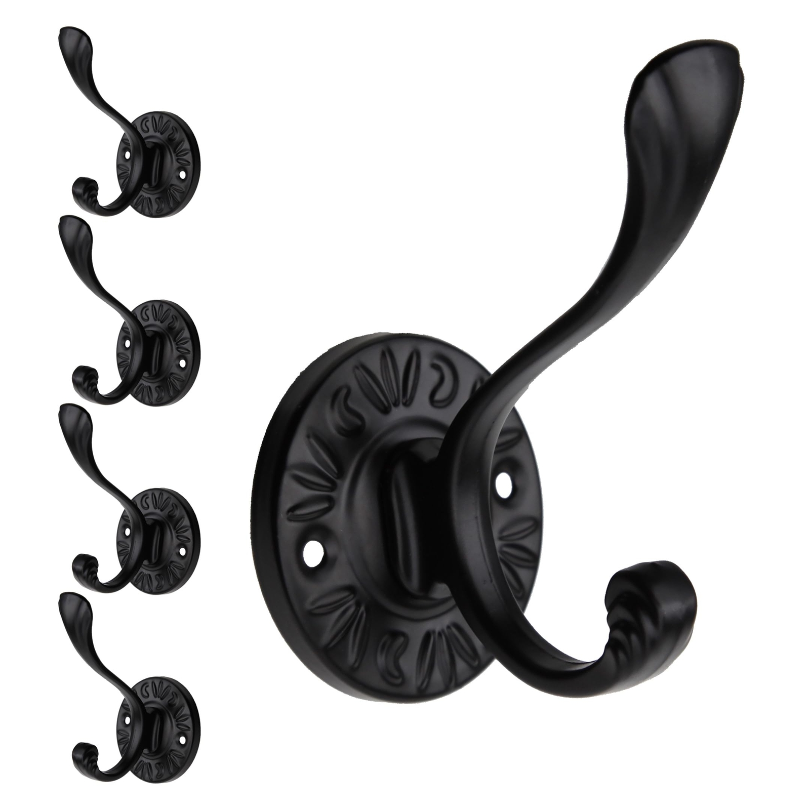 5pcs Black Coat Hooks Wall Mounted Coat Hooks Farmhouse Matte Black Wall Hook...