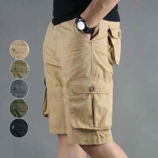Mens Cargo Shorts Half Pants 6 Pockets Summer Hiking Relax Fit Casual