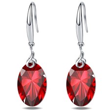 Women Earrings 925 Sterling Silver 8x12mm 5A Oval CZ Dangle Earring