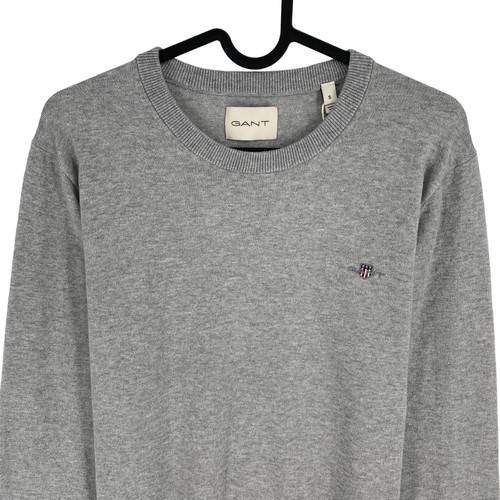 GANT Grey Cotton Crew Neck Jumper Sweater Size S - Picture 2 of 11