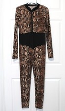 Sheer Snake Skin Pattern Unisex Catsuit for Dance, Size Large, Color Snake Skin