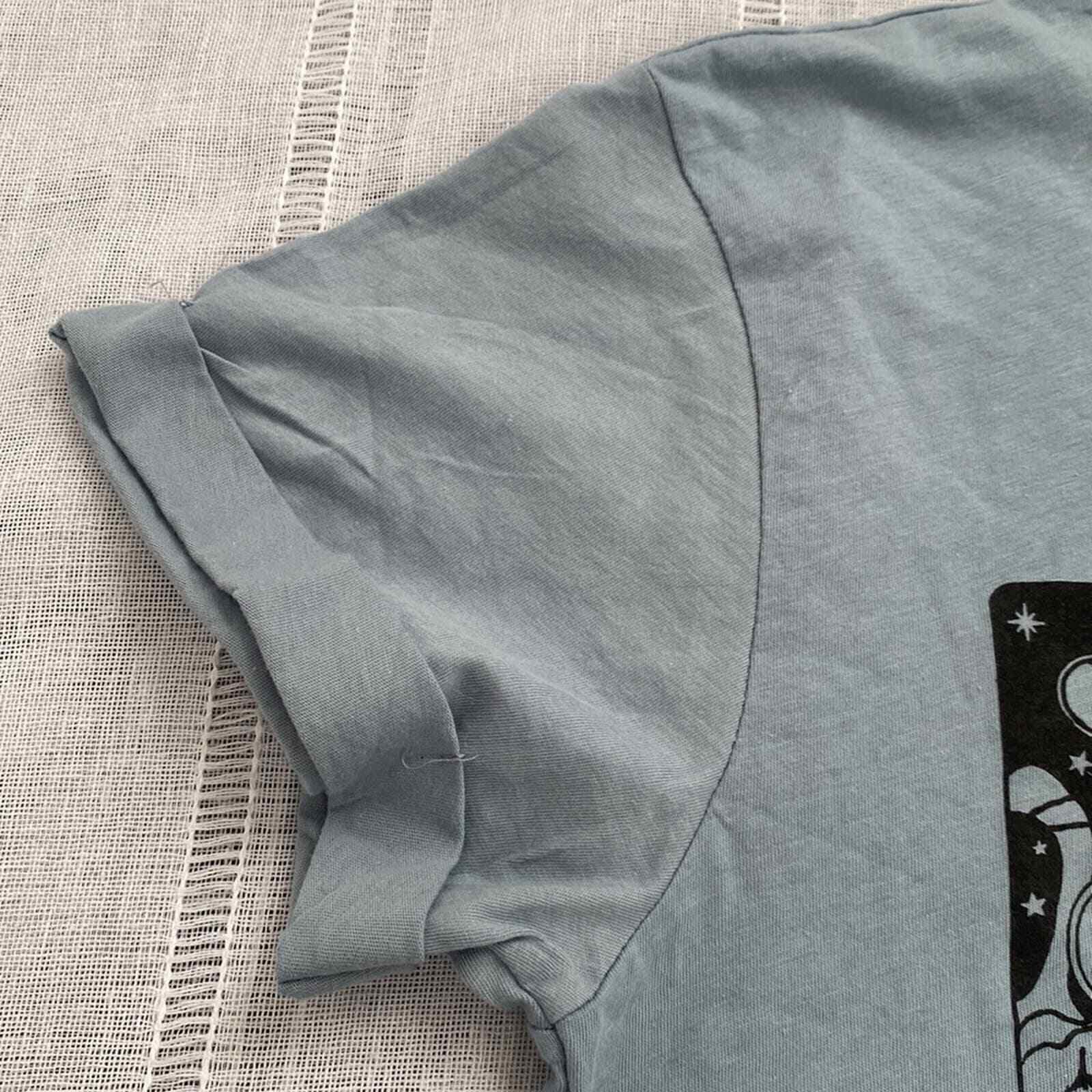 NWT Dirtee Laundry soft blue alien graphic t-shirt.