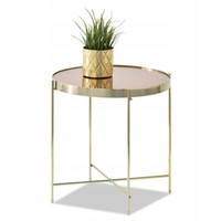 Couchtisch Design Glamour Tisch Wohnzimmertisch Rund Gold GetöNtes Glas Ø41 Cm