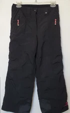 Polar Edge Ski Snow Pants Girls Med 8-10 Black Elastic Inner Leg Bead Zipper Tab