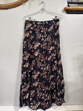 VTG Womens Floral Button Front Maxi Skirt M Y2K Grunge Dark Cottage Belted New