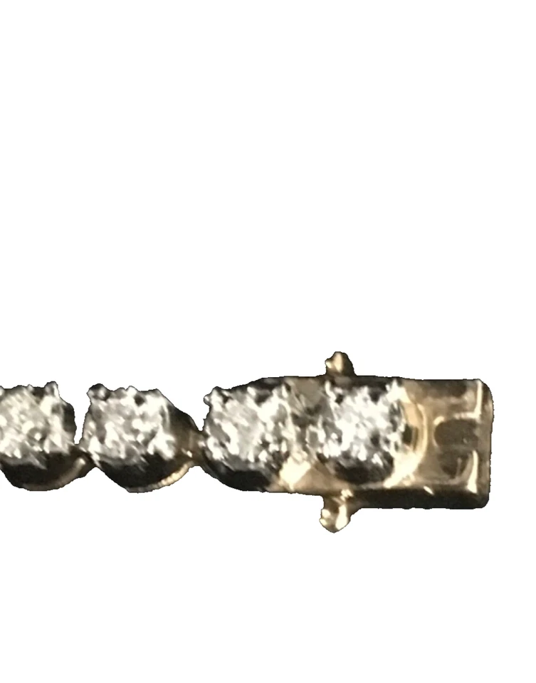 Brazalete tenis diamantes 2 quilates T.W.  Oro amarillo de 14 quilates y platino Foto 4 de 4