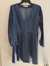 Madewell Denim Lilyblossom Button Front Dress V Neck Covered Buttons Sz 6