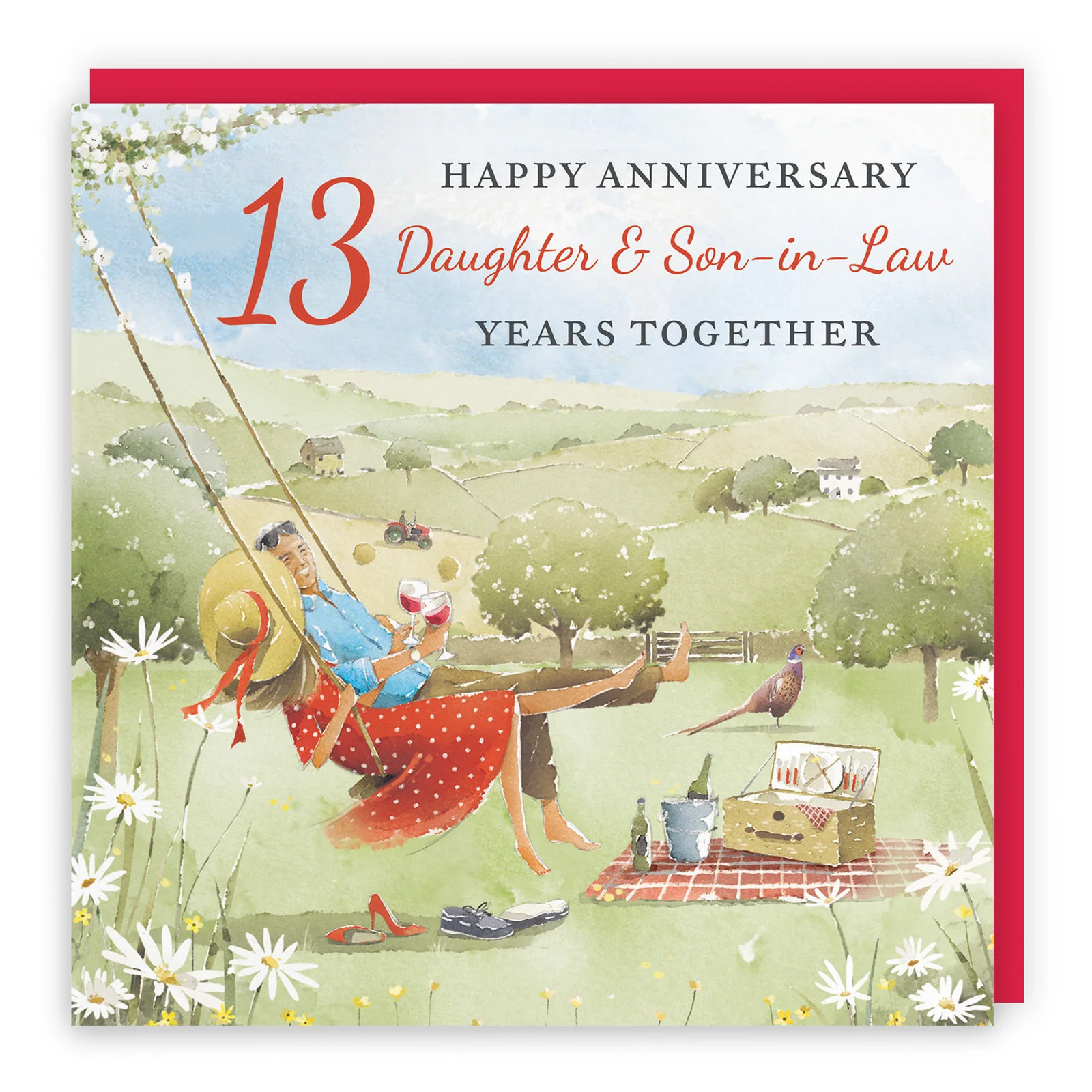 13th Daughter And Son-in-Law Anniversary Card Meadow Picnic Milo's Gallery