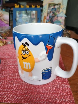 Vtg Jumbo Size M&M's Ceramic 3D Coffee Cup Candy Blue Paint Brush 