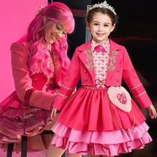 Girls Pink Princess Dress Costume Set Halloween Party Performance Outfit