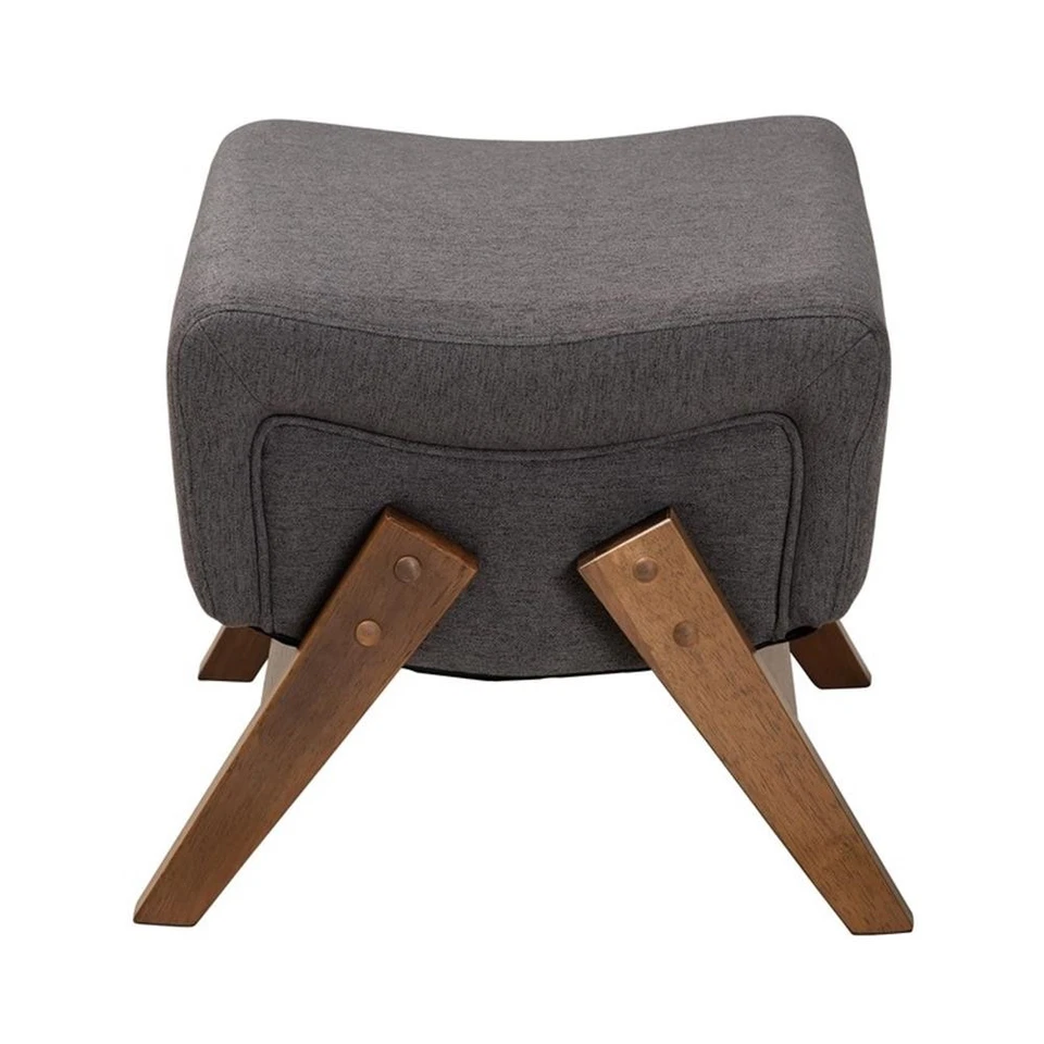 Baxton Studio Hanson Dark Gray Fabric and Walnut Brown Finished Wood Ottoman - Image 3 of 4