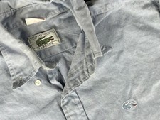Vintage Lacoste Button Up Dress Shirt Light Blue Regular Fit Size 15 x 33