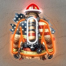 Fire Fighter Fireman Neon Sign Fire Department Led Light Sign For Wall Decor