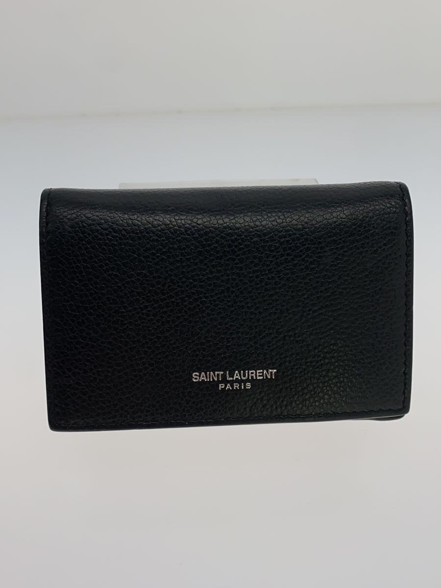 SAINT LAURENT Men's Leather Business Card Case in Black