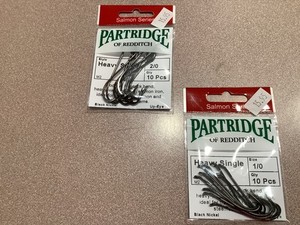 20 Partridge HW Steelhead & Salmon irons, 1/0 & 2/0 w looped TUE in black nickle