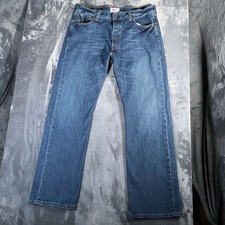 Vintage Y2K Levi's 501 Jeans Men's 36x32 Blue Straight Leg Button Fly Whiskering