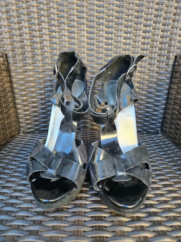 (M078 985) 👠 Sandales à talons SAN MARINA — cuir noir & daim — Taille 40 - Photo 3/4