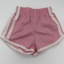 Vintage Pink White Stripe Shorts Made USA Kids Jogging Athletic 12 Months Baby