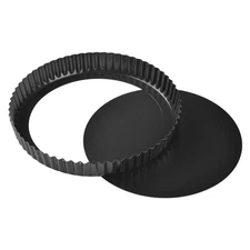 9-inch Tart Pan with Loose Removable Bottom Non-Stick Carbon Steel,black