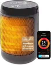 Smart Ceramic Heater 1800W - 8" Electric Heater with Thermostat, Fast Heating