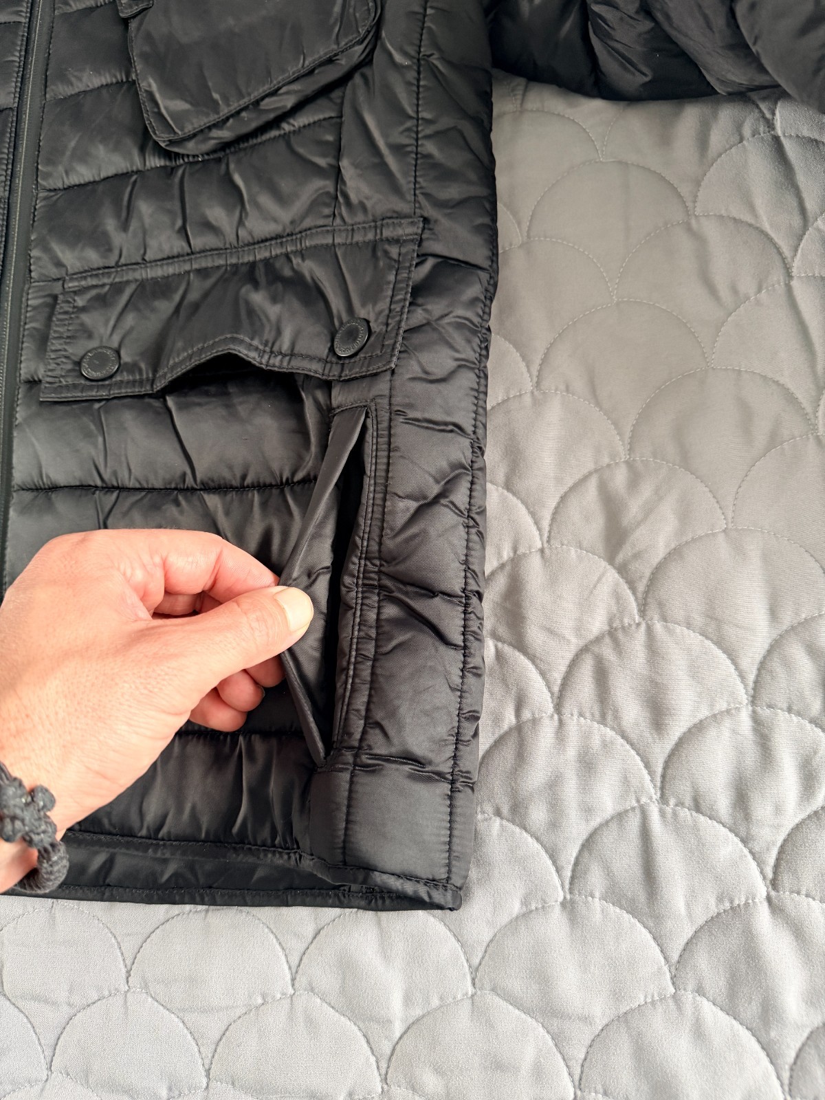 Barbour International Ouston Men's Black Quilted Biker Jacket M image 3