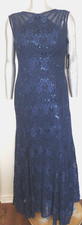 NWT R&M RICHARDS GOWN MAXI DRESS Size 18 Sequined Lace Sleeveless Back V~Neck