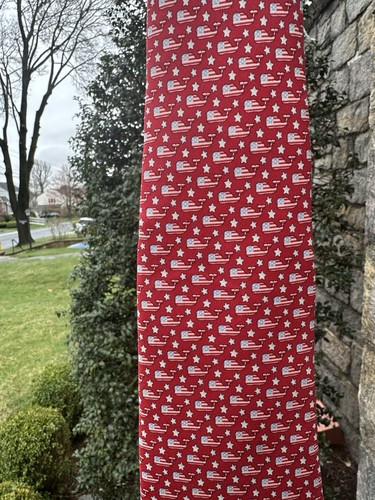 Vineyard Vines American Flag Whale RED Neck Tie USA 100% Silk Patriotic XL 61” - Picture 2 of 12
