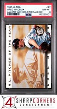 1995 ULTRA AWARD WINNERS GOLD MEDALLION #22 GREG MADDUX HOF POP 1 PSA 8