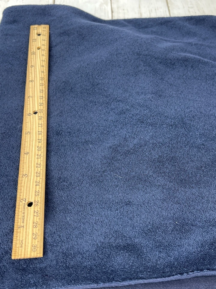 Navy Blue Terry Cloth Polyester Blend Fabric 33"x 64" Vintage Short Nap No Brand - Image 2 of 4