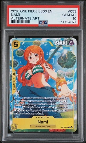Nami EB03-053 SR Parallel Alt Art One Piece Card Game PSA 10