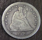 1876-S  Seated Liberty Quarter VF
