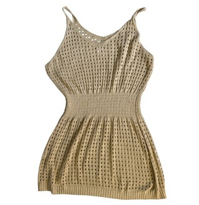 Dokotoo Crochet Hollow Out Knit Beach Bathing Suit Swim Cover Up Dress 2XL Cream