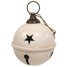 Distressed Cream Metal Jingle Bell 7x9.5 Ornaments Holiday Decor Christmas