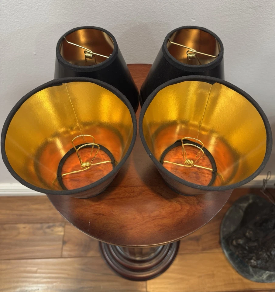 4 Мини абажуры люстра черный с золотой подкладкой бумаги 5 x 5 x 3» совершенно новый - Изображение 2 из 4