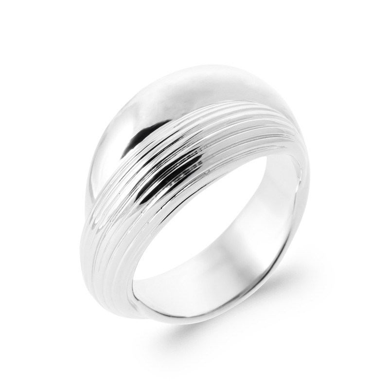 Bague large en argent 925 pour femme, anneau double style minimaliste quotidien