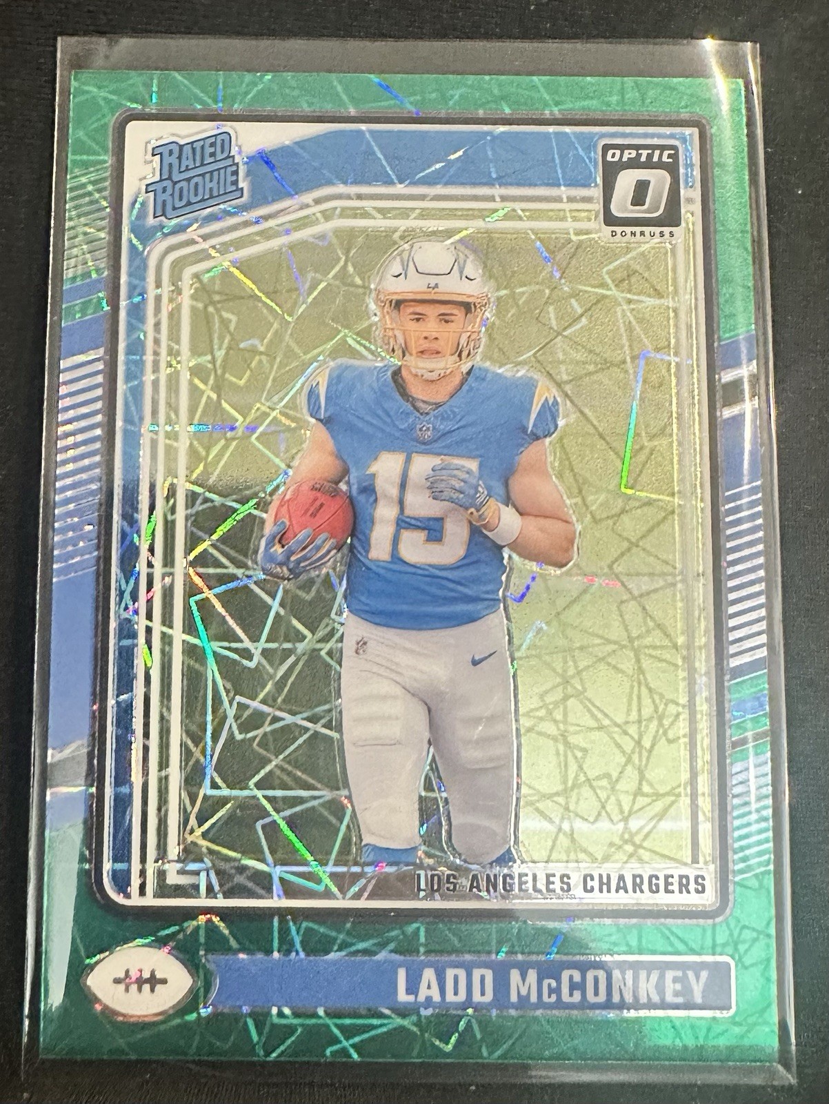 2024 Optic Ladd McConkey Green Velocity Rated Rookie RC Chargers #266