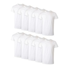 Hanes Men's White Crew Neck T-Shirt Undershirts 10 Pack Cotton Tagless Comfort
