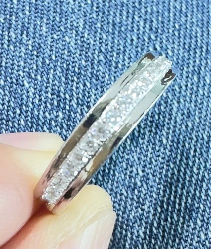 Round Moissanite Wedding Band Ring Size 7 Sterling Silver Fine Jewelry