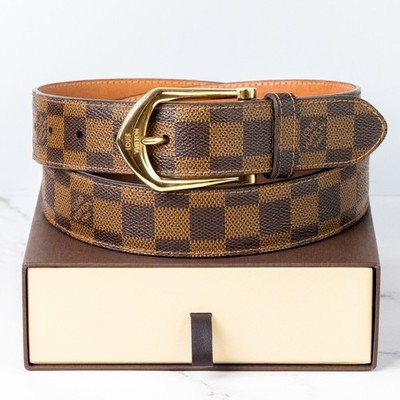 Authentic Louis Vuitton Damier Ceinture Brown Leather Belt Size 100/40 LV Initiales 40mm Reversible Belt Damier Graphite Canvas  main image 3